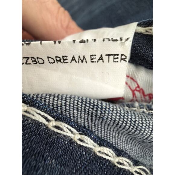 TRUE RELIGION VTG 27 Skinny Flap Dream Eater Low Rise Jeans Y2K 90s White Stitch - Picture 10 of 10